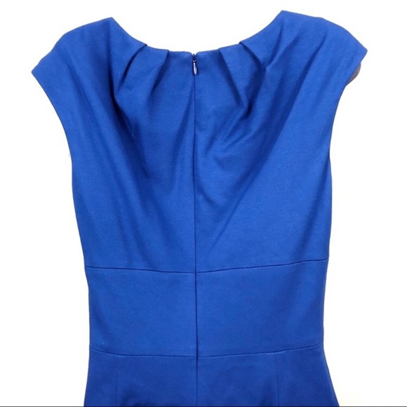 Trina Turk Annika Blue Formal Sheath Dress with Gold Buckle Women's Size Medium - Picture 3 of 5